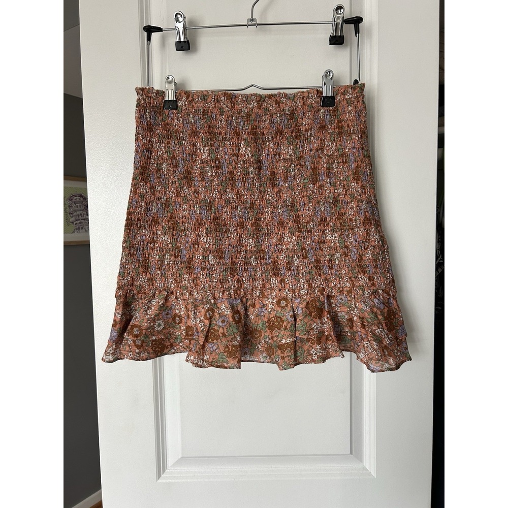 Veronica Beard Melodie Multicolor Floral Smocked Ruffle Mini Skirt Womens Size 6